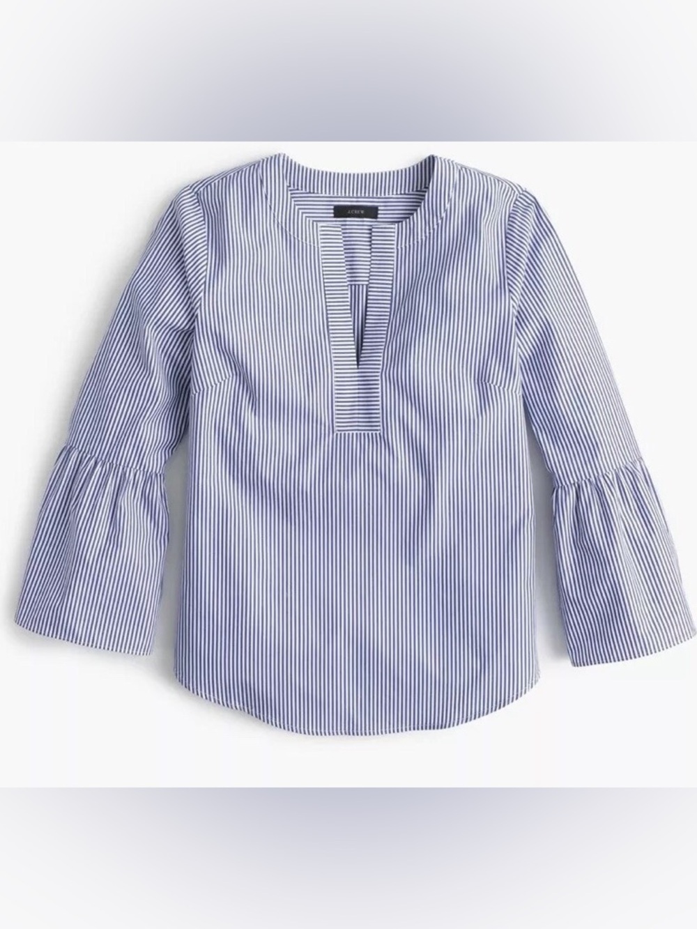 J. Crew Blue and White Striped Bell-Sleeve Tunic